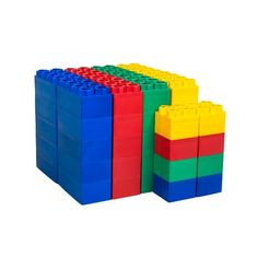 lego blocks are stacked up in different colors