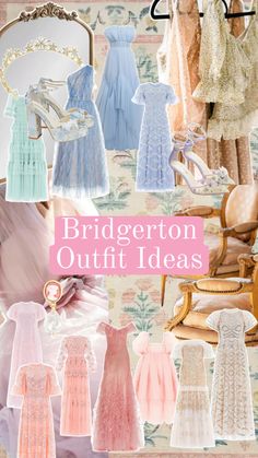 a collage of different dresses and shoes with the words bridalton outfit ideas