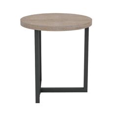 Natural Brown Round Side Table Wood Top With Metal Base Accent Tables LOOMLAN By LHIMPORTS Round Side Table Wood, Brown Side Table, Round Wood Side Table, Side Table Design, Furniture Finishes, Table Wood, Round Side Table, Side Table Wood, Raw Wood