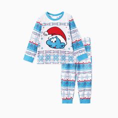 Get ready to spread some Christmas cheer with our officially licensed The Smurfs Matching Outfit Set! Featuring a festive snowflake pattern and the iconic blue Smurf face, our comfortable and soft sleepwear is perfect for indoor lounging.
* Festive snowflake pattern and blue Smurf face.
* Flame-resistant fabric for safety.
* Soft and comfortable.
* A pajama set or a jumpsuit.
* Round neckline.
* Long sleeves.
* Regular fit.
* Mid-thigh length. Blue Smurf, Soft Sleepwear, Matching Pajama Set, Character Prints, Jumpsuit Winter, Snowflake Patterns, Comfy Blouse, Family Matching Christmas, Matching Pajama