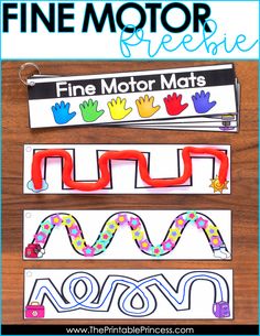 fine motor mats with the words fine motor mats and handprinted hands on them