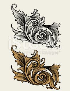 two ornamental designs on white background