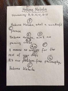 a piece of paper with writing on it that says hakona malty summing d'diu, you