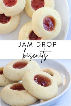 jam drop biscuits on a white plate