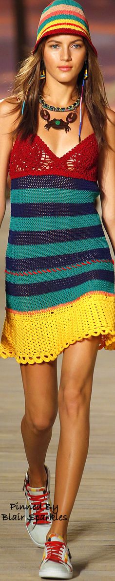 SPRING RTW 2016 (NYFW) Tommy Hilfiger ~ ♕♚εїз | BLAIR SPARKLES | Etro Resort, Crochet Skirt Outfit, Col Crochet, Trendy Beachwear, Dress Runway, Skirt Outfit Ideas, Bikinis Crochet, 2016 Runway, Estilo Hippy