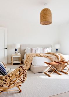 an instagram photo of a bedroom with wicker furniture