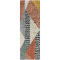 a multicolored rug with an abstract design on the bottom and bottom part of it