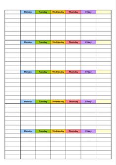 a printable schedule for the week in one page, with different colors and numbers