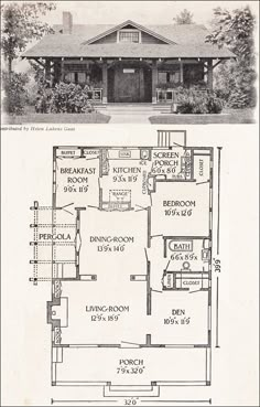 an old house is shown in two different views