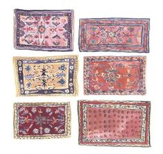 six rugs are arranged in rows on a white background