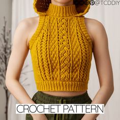 there is a woman wearing a yellow knitted top