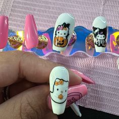 Get Into The Spooky Spirit With A Cute Twist! These Pink Hello Kitty Halloween Press-On Nails Are The Perfect Mix Of Adorable And Festive. Each Set Is Handcrafted With Love And Designed For Comfort And Durability. Ready To Ship Out Now! Length: Medium Coffin #Halloweennails #Pressonnails #Hellokittynails #Nailart #Pinkhalloween #Nailscientist #Handmadenails Medium Coffin, Halloween Press On Nails, Spring Nail Designs, Hello Kitty Nails, Hello Kitty Halloween, Pink Hello Kitty, Pink Halloween, Spring Nail, Halloween Nails