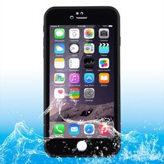 an iphone with water splashing on it and the screen showing icons for different devices