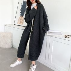 Brand Name: EAMStyle: CasualMaterial Composition: AcrylicDecoration: NONEPattern Type: SolidClothing Length: RegularCollar: V-NeckOrigin: CN(Origin)Season: WinterSleeve Length(cm): FullSleeve Style: RegularMaterial: COTTONThickness: STANDARDClosure Type: Open Stitchitem number: Y20413color: 3 colorsSeason: Autumn Winter Gray Knitted V-neck Outerwear, Gray Long Winter Sweater, Long Gray Sweater For Fall, Gray Long Sweater For Fall, Gray V-neck Knitted Outerwear, Trendy Gray Winter Cardigan, Oversized Gray Winter Cardigan, Trendy Gray V-neck Outerwear, Gray V-neck Knit Outerwear