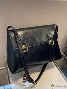 Bird in Bag - Square Flap Black Preppy, Plain Style, Style Preppy, Bird In Bag, Bag Bag, Square Bag, Pu Leather, Bag Lady, Buckle