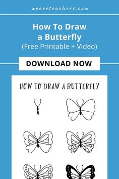 how to draw a butterfly with free printable video