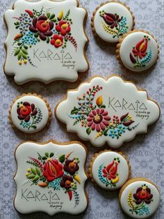 several pictures of decorated cookies on a table