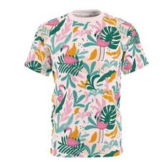 Tropical Flamingo Pineapple Unisex AOP Hawaiian Tee T-Shirt | eBay Vacation Gift Basket, Beach Bag Gift, Beach House Vacation, Beach House Gift, Tropical Flamingo, Beach Lover Gifts, Beach Birthday, Beach Gifts, Beach Lover