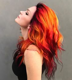 Fire Hair, Trendy Hair Color, Short Black Hairstyles, Red And Orange, Roots Hair