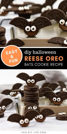 homemade oreo bats with googly eyes on them and the words easy and fun