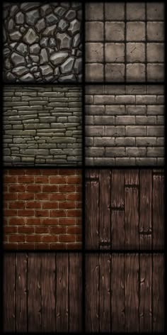 a bunch of different types of wood and brick wallpapers in various colors, textures or sizes