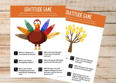 two thanksgiving games for kids with turkey and tree