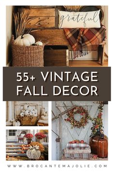 fall decor with the words, 5 vintage fall decor