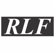 the word rlf is shown in black and white