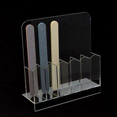 Nail File Storage Organizer Holder - Stays Clean & Clutter-Free - Each Clear rack: Acrylic clear rack enable you to store and organizer nail file, brushes, multi-purpose to fit your needs Details: Sleek and Stylish: Simple, transparent design that fits in any style of your work station, even at home or nail salon Durable and long-lasting: Easy to sanitize and clean to store your products for a long time. Neatly display and organize: Keep or your tools, make up, nail art in one place to acces At Home Nail Salon Room, Clean Clutter, Home Nail Salon, Nail Room, Work Station, Nail Salons, File Storage, Nail Brushes, Transparent Design