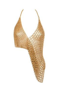 THE MATCH GOLD CHAIN TOP | Silvia Gnecchi | CULT MIA Sparkly Outfits, Dresses Western, Happy Clothes, Chain Top, Stage Outfit, Lingerie Outfits, Gold Top, Dresses By Length, Morganite