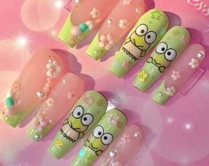 KEROPPI Press on Nails Sanrio Nails Hello Kitty Nails Etsy Keroppi Nails, Nails Hello Kitty, Kitty Nails, Nails Inspired, Nails Purple, Pin Search