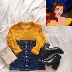 Modern Princess Outfits, Belle Inspired Outfits, Halloween Shirt Designs, Disney Princess Inspired Outfits, Disney Character Outfits, Disney Bound Outfits Casual, Belle Outfit, Princess Inspired Outfits, Disney Princess Outfits