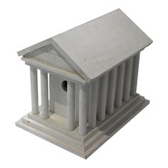 an architectural model of a building with columns and a bell on the top, against a white background