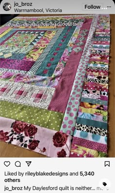 a table top with a quilt on it