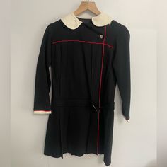 Good Condition. Probably From The 1970s. Doesn’t Have A Size Tag But Looks Like A 2 Vintage Black Long Sleeve Mini Dress, Vintage Black Long Sleeve Dress, Black Long Sleeve Vintage Mini Dress, Vintage Black A-line Mini Dress, Black Long Sleeve Retro Dress, Black Knee-length Vintage Dress For Fall, Vintage Fashion Long Sleeve Black Dress, Black Long Sleeve Dress For Vintage Fashion, Formal Vintage Mini Dress For Fall