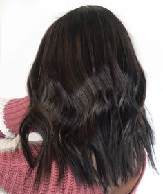 Chocolate Mushroom Hair, Balayage Brunette Dark, Dark Shoulder Length Hair, Dark Brown Shoulder Length Hair, Textured Lob Haircut Mid Length, Highlights Straight Hair, Brown Shoulder Length Hair, Shoulder Length Black Hair