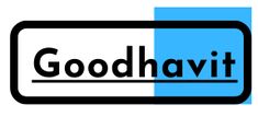 the logo for goodhavit is shown in black and white with blue stripes