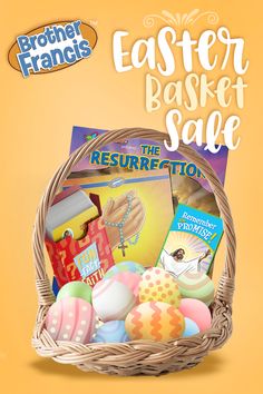 an easter basket sale flyer with eggs in it