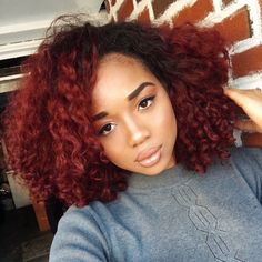 Intense Red Hair Color, Intense Red Hair, Natural Red Hair Dye, Color On Black Women, Hair Color On Black Women, Hair Color For Dark Skin Tone, Balayage Black, Light Auburn Hair, Hair Color For Dark Skin