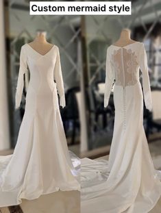 the back of a wedding dress with long sleeves