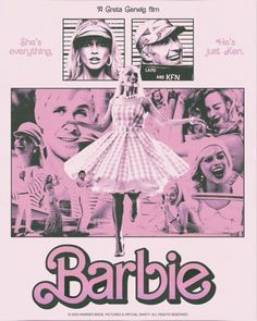 the poster for barbie is shown in pink