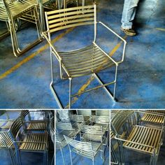 several different pictures of chairs and one is empty