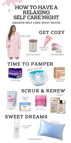 Pampering Yourself Aesthetic, Relaxing Night Routine Aesthetic, Pamper Evening Ideas, Spa Night Basket, Self Care Night With Boyfriend, Things To Do In The Evening At Home, Self Care Pamper Routine, Selfcare Day Routine, Spa Day Basket Ideas