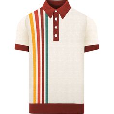 - Knitted Polo- 100% cotton yarn- Unlined- Regular fit- Machine washable Fabric & Care- Delicate Machine Wash at 30 degrees(86℉) with similar colors.- Iron inside out on low temperature.- Store flat.- Do not tumble dry.- Do not bleach. Red Cotton Tops With Ribbed Collar, Fitted Cotton Sweater With Buttons, Red Cotton Top With Ribbed Collar, Cotton Sweater With Button Closure, White Retro Cotton Sweater, Collared Cotton Sweater With Button Closure, Striped Knitted Cotton Top, Fitted Red Sweater With Buttons, Fitted Collared Cotton Sweater