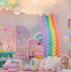 a room filled with lots of balloons and decorations