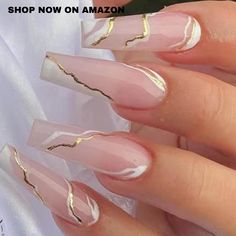 Hkanlre Gold Fake Nails Long Press on Nails Coffin Acrylic Geometry False Nails Full Cover Nails for Women and Girls 24PCS
Amazon Affiliate