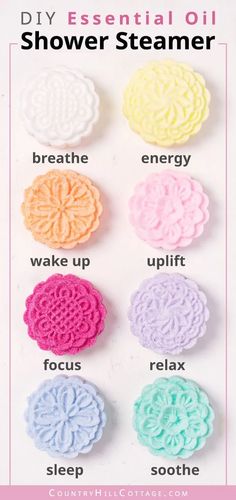 the instructions for how to make crochet flower coasters in different colors and sizes