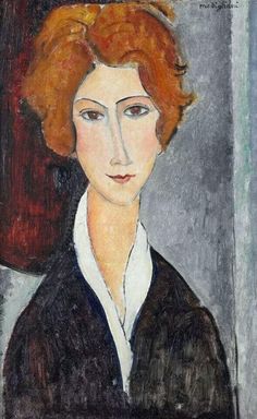 a painting of a woman with red hair