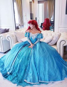 Blue Ariel Dress - Little Mermaid Costume - Ariel adult costume Costume will take 3 week for done . And 3-4 day for shipping . Dress have no including hoops skirt ❤️❤️❤️For Alice Costume we need measurement numbers from measurement chart listing : 1,5,7,9,12,13,14,15,24 ,26 . Customers measurement chart : https://www.etsy.com/listing/520335138/custom-measurement-add-on?ref=shop_home_active_10 Please contact us if customers have any question We also have payment plans for customer . Ariel Dress Costume, Ariel Blue Dress, Blue Dress Costume, Ariel Costumes, Ariel Cosplay, Disney Princess Cosplay, Alice Costume, Dress Sites, Little Mermaid Costume