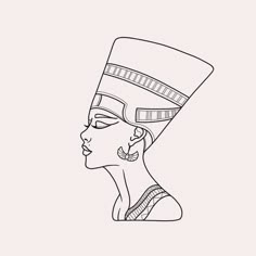 an egyptian woman's head in black and white